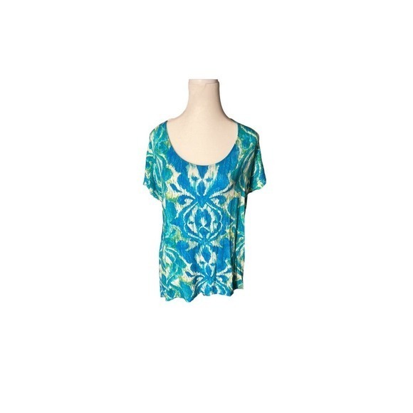 Chico’s Blouse Floral Multicolor Short Sleeved Size M - Picture 1 of 7